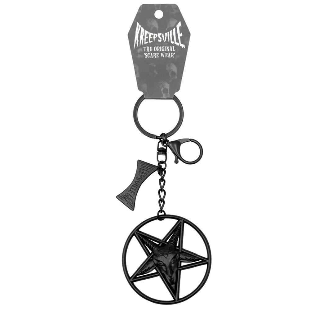 Baphomet Circle Charm Keychain