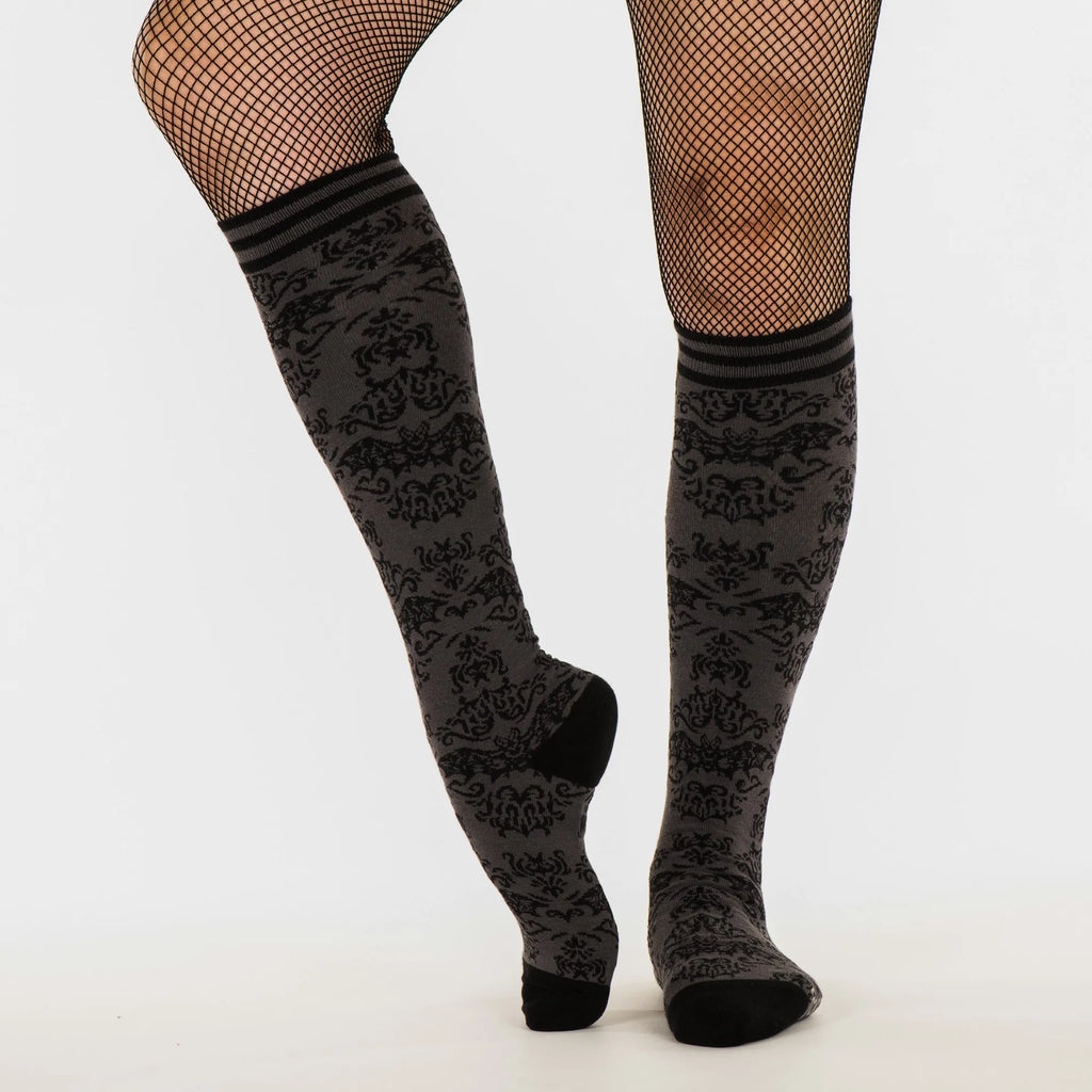 Bat Damask Knee High Socks
