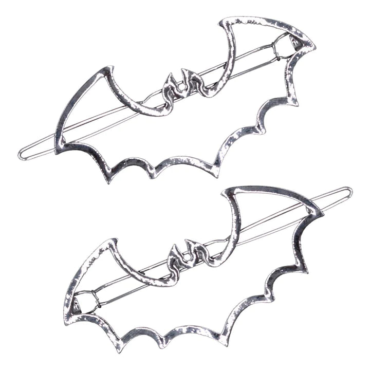 Bat Outline Hair Clips Pair