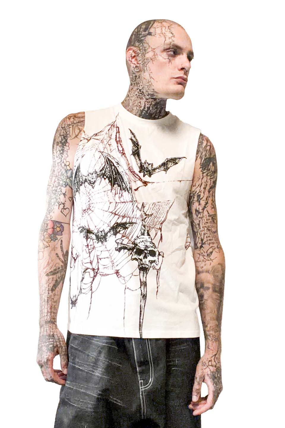 Bat Web Punk Death Rock White Sleeveless T-shirt