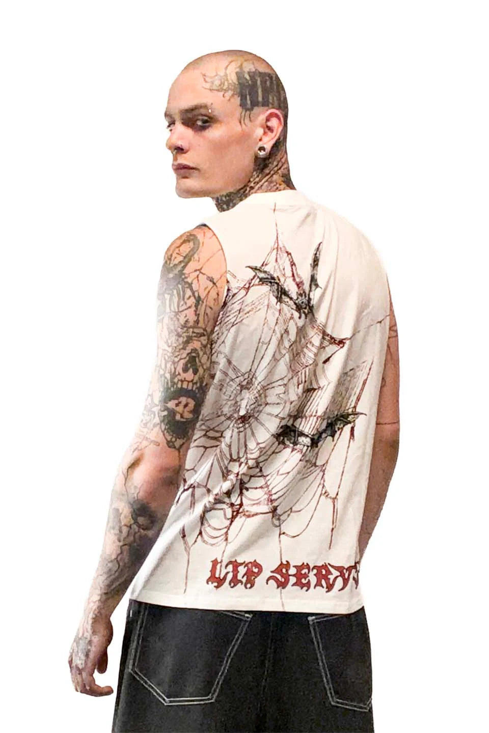 Bat Web Punk Death Rock White Sleeveless T-shirt