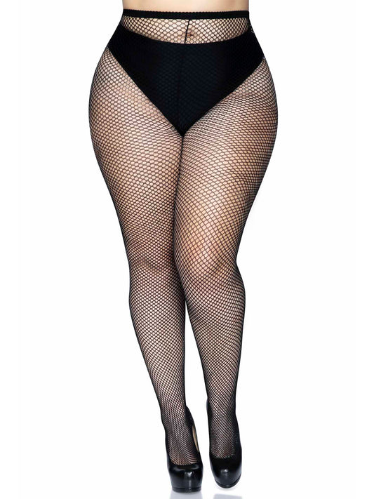 Bette Women's Fishnet Tights - Black - PLUS