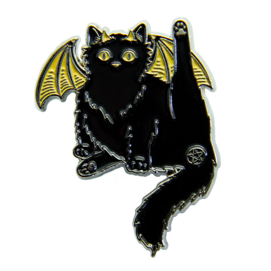 Black Cat Pentacle Butt Witchy Enamel Pin