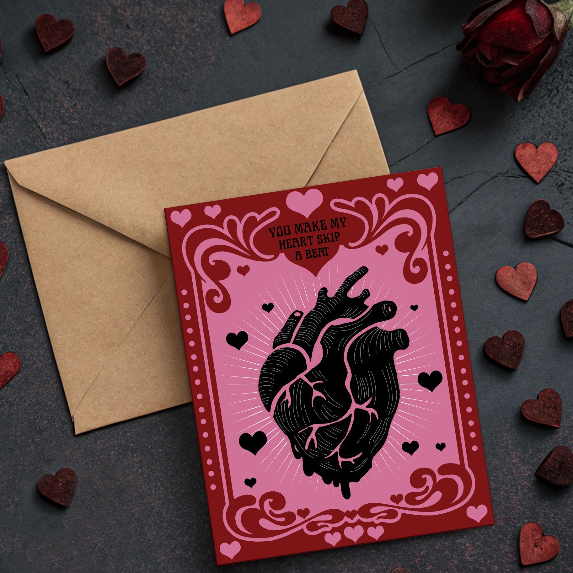 Black Heart Valentine's Day Greeting Card