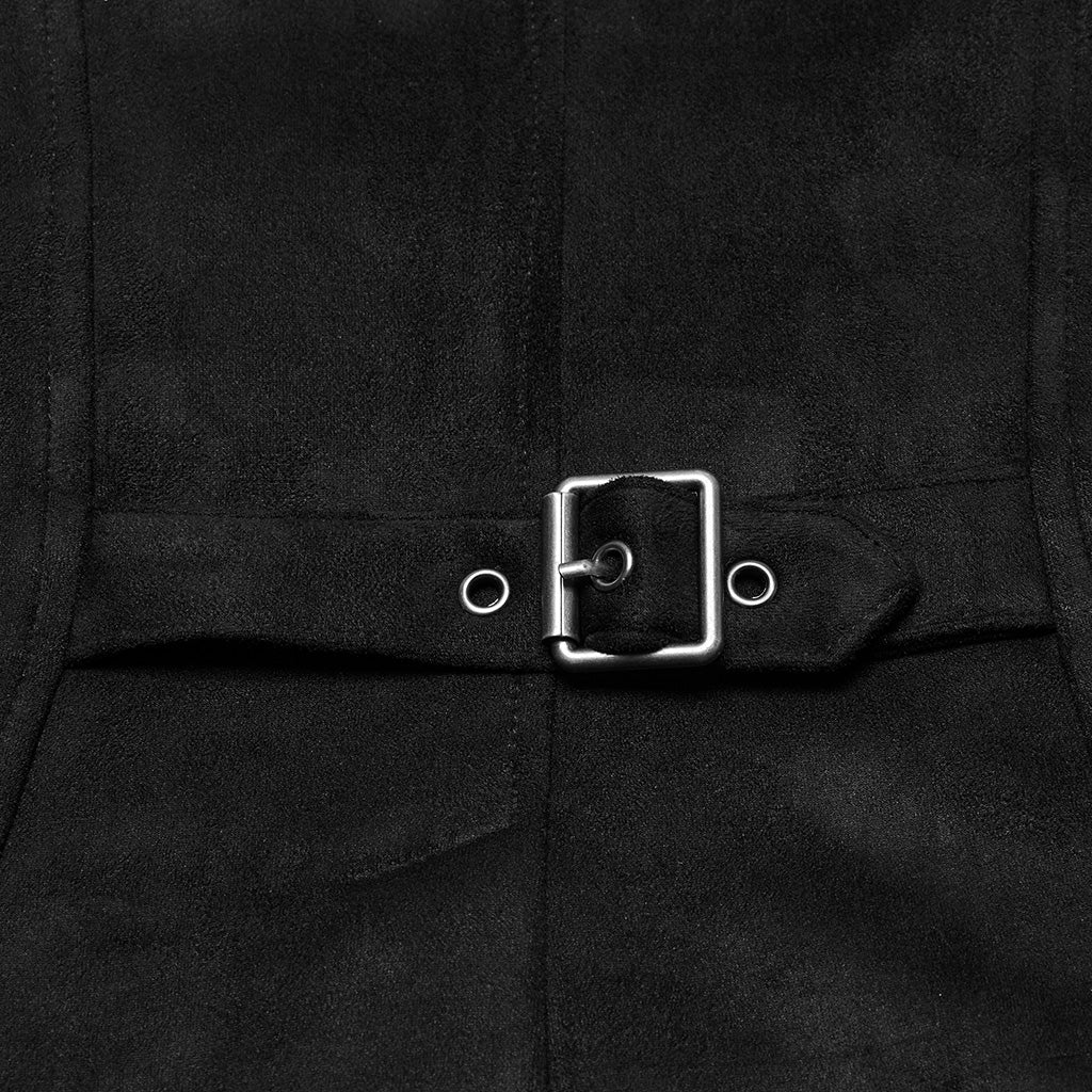 Buckle-Accent Black Punk Vest