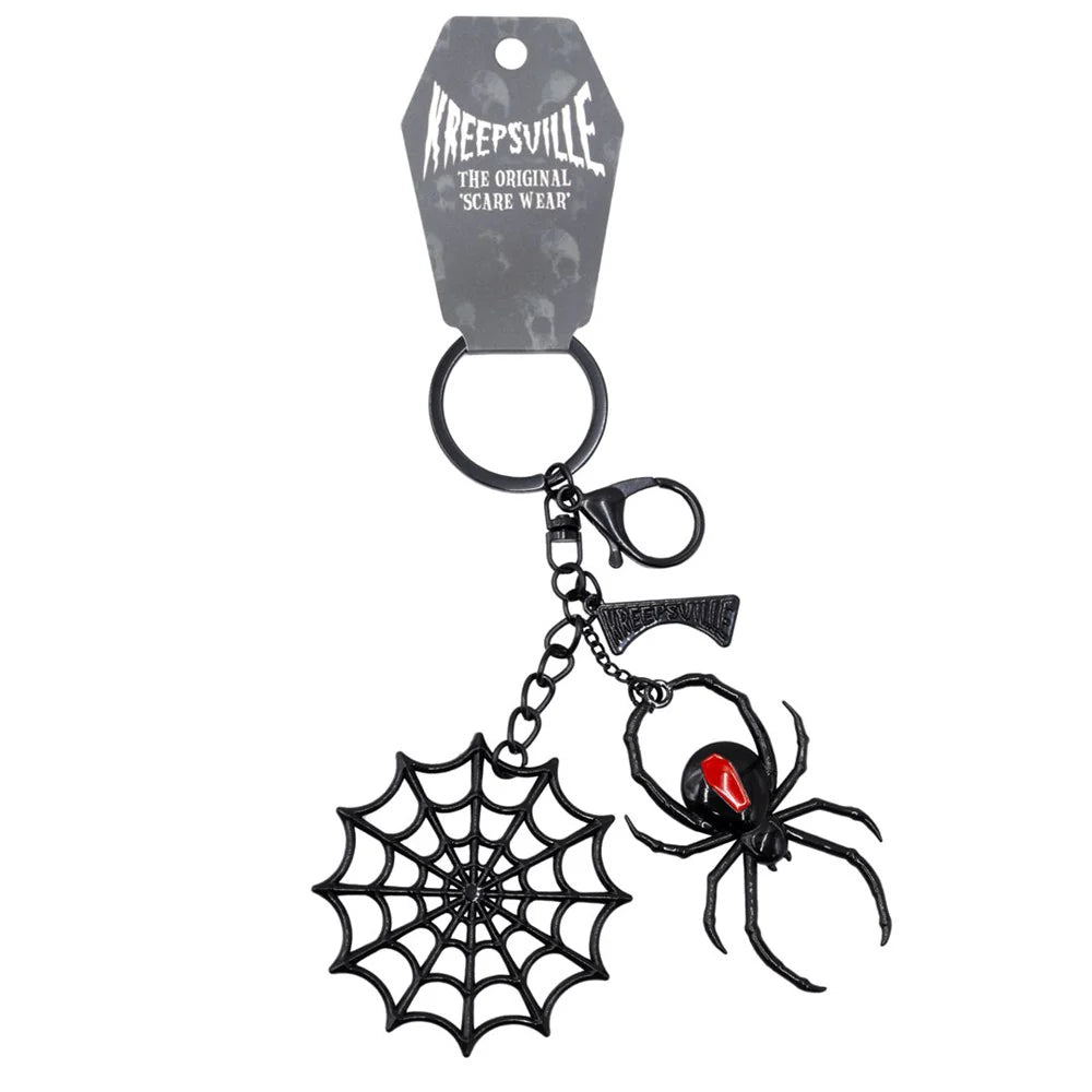 Black Widow Web Charm Keychain