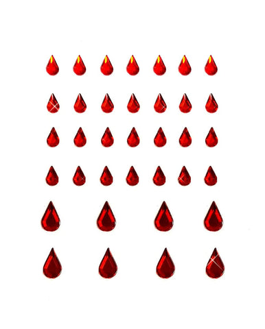 Bloody Brilliant Red Iridescent Individual Crystal Jewel BodiStix In Your Face Edition
