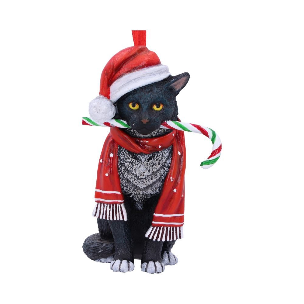 Candy Cane Cat Hanging Ornament 9cm