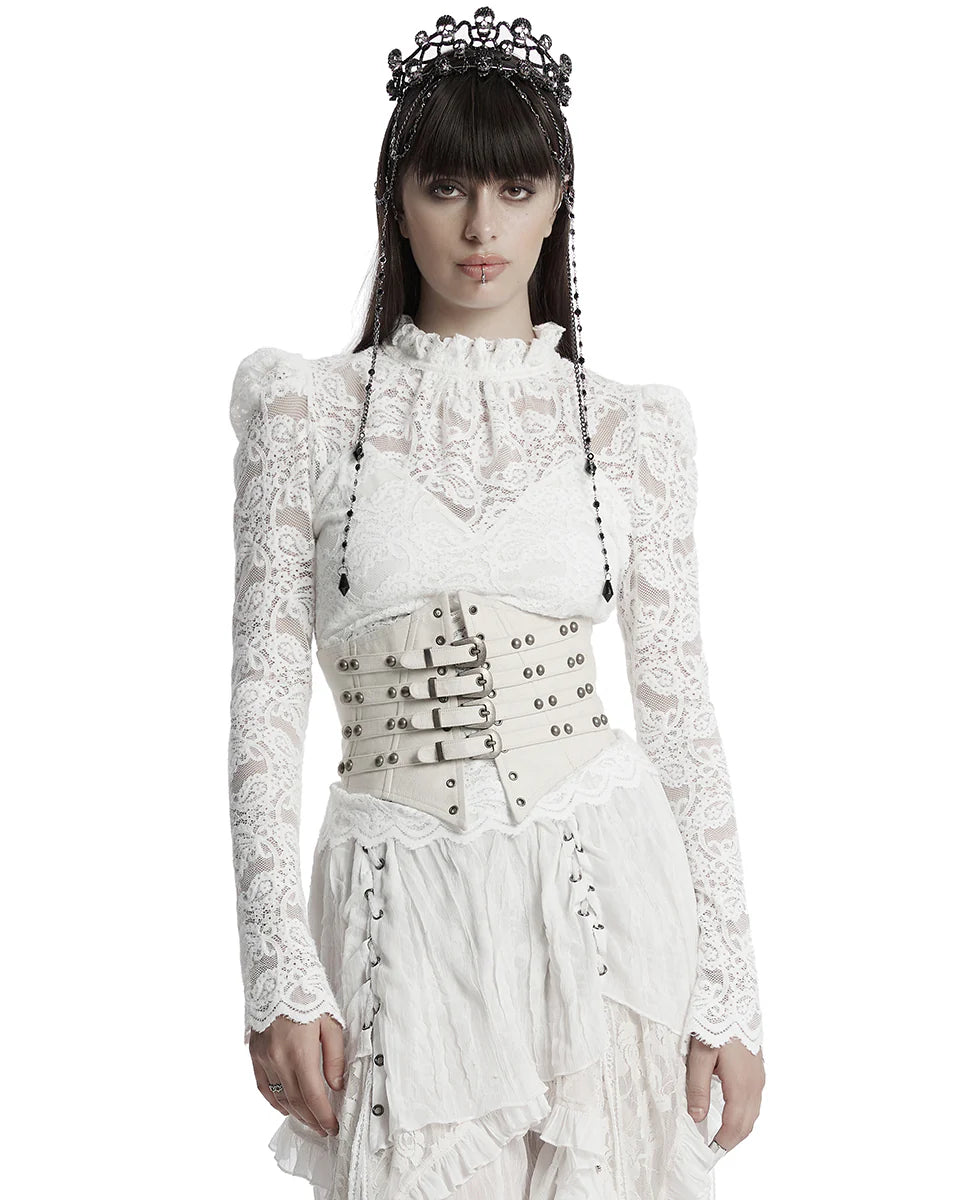 Steampunk Corset Belt - White