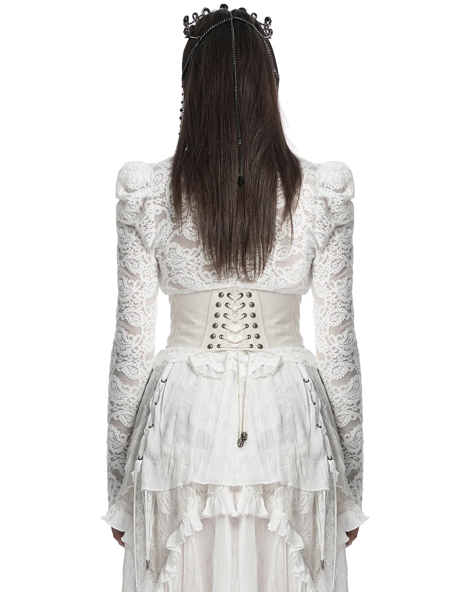 Steampunk Corset Belt - White