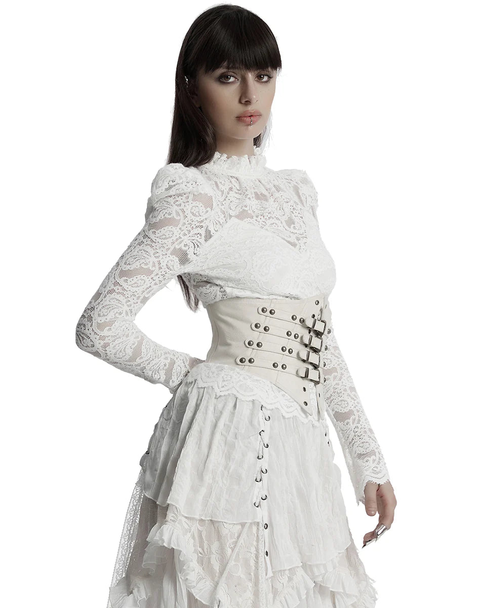 Steampunk Corset Belt - White