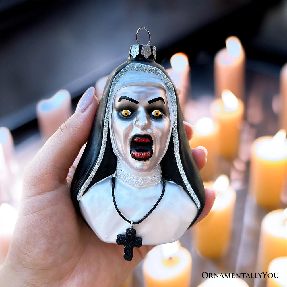 Creepy Nun Glass Ornament