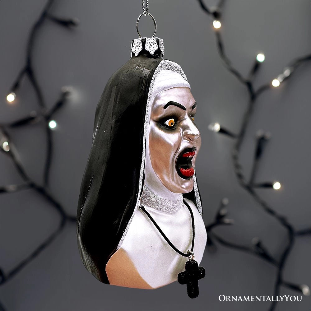 Creepy Nun Glass Ornament