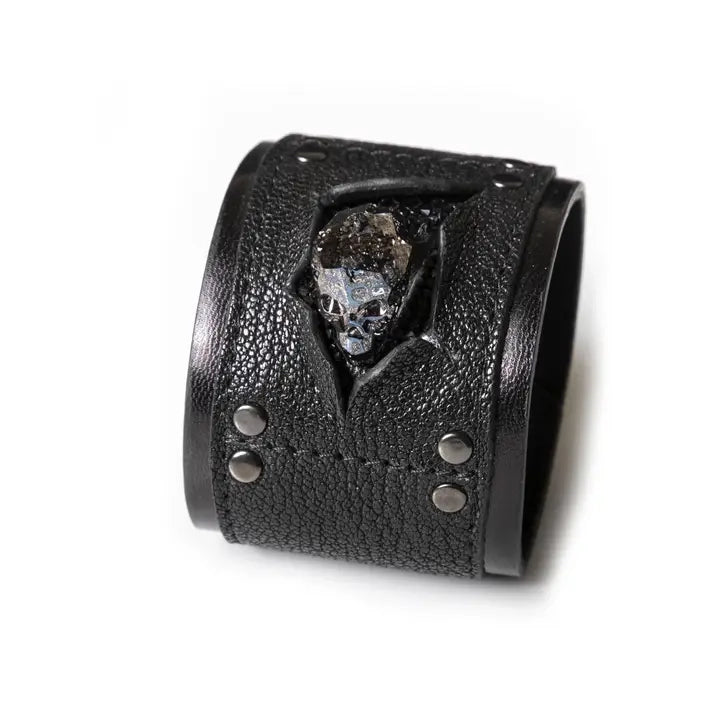 Dark Queen Skull Leather Wristband