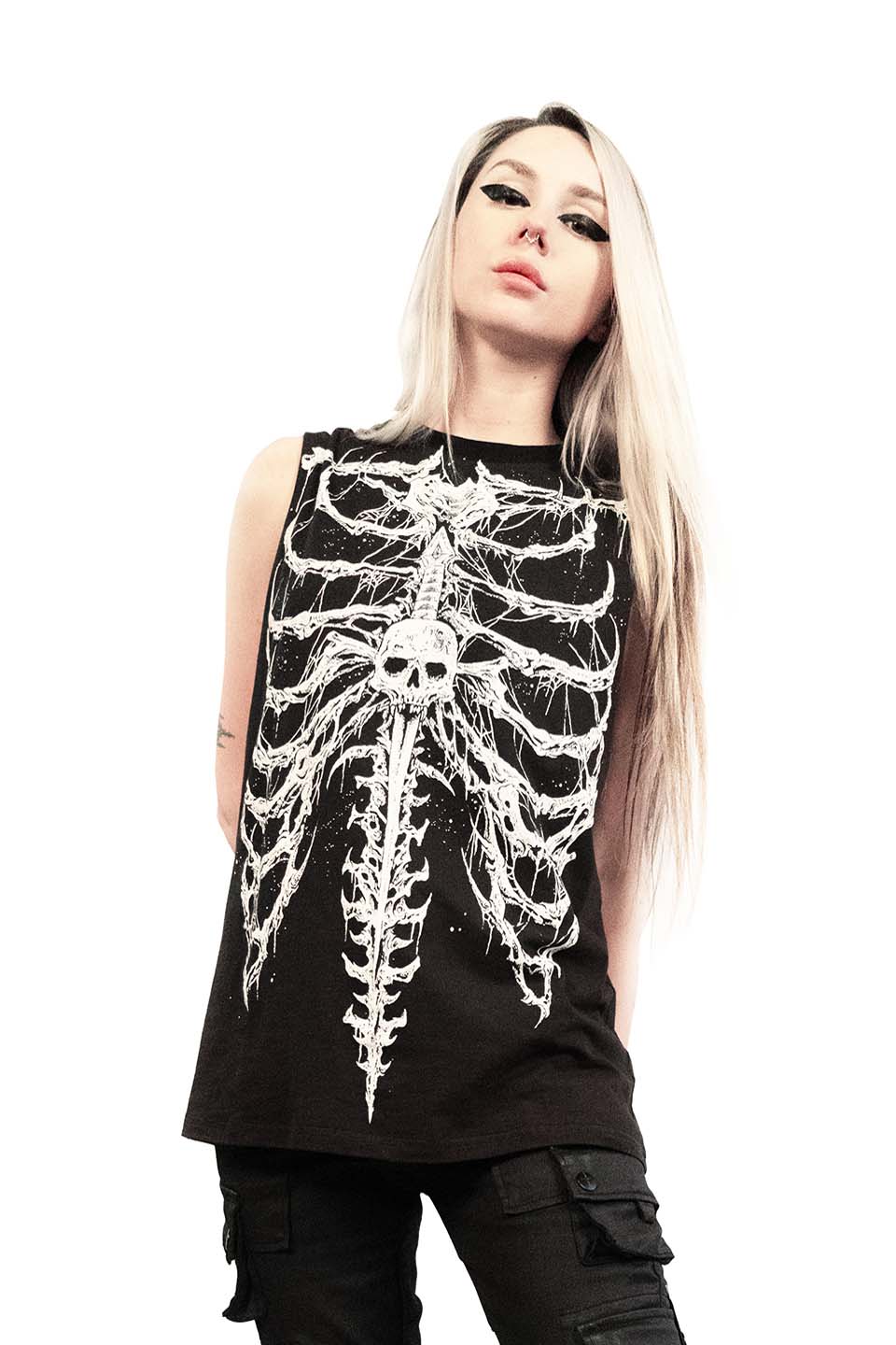 Dead Inside Rib Cage Sleeveless T-shirt