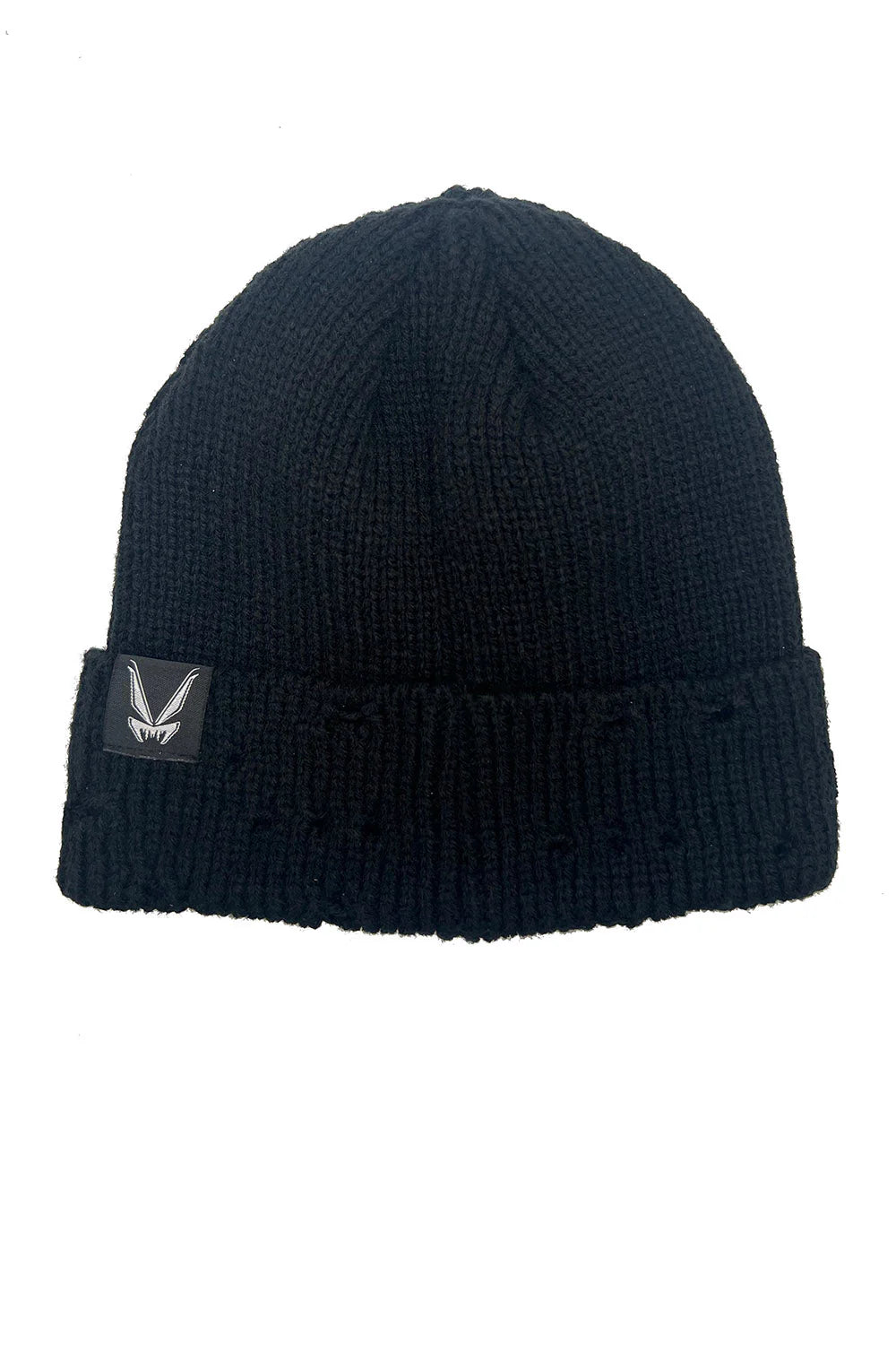 Distressed Pierced Beanie [Black Bat]