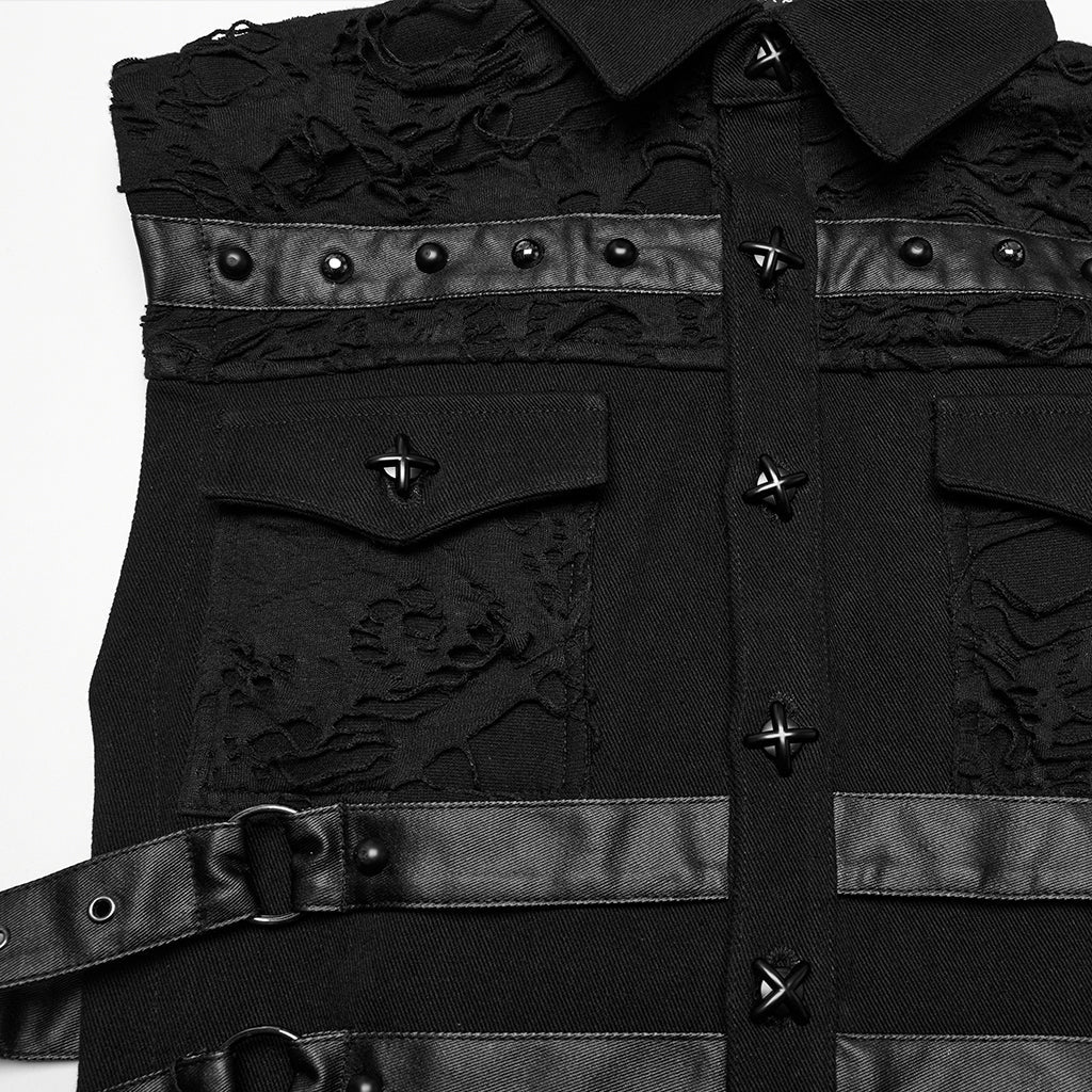 Studded Black Punk Vest