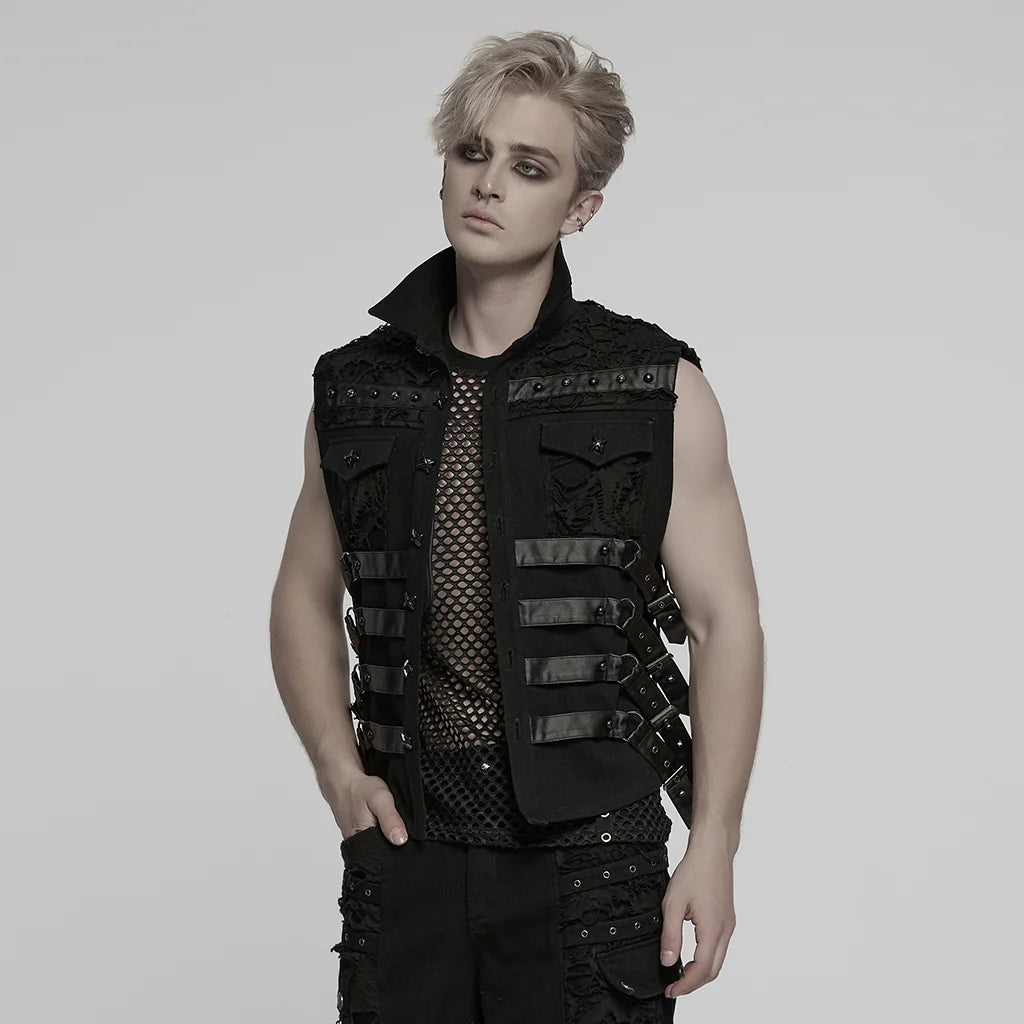 Studded Black Punk Vest