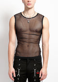 Fishnet Muscle Tank - Black