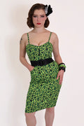 Franken-Leopard Black and Green Leopard Pencil Dress
