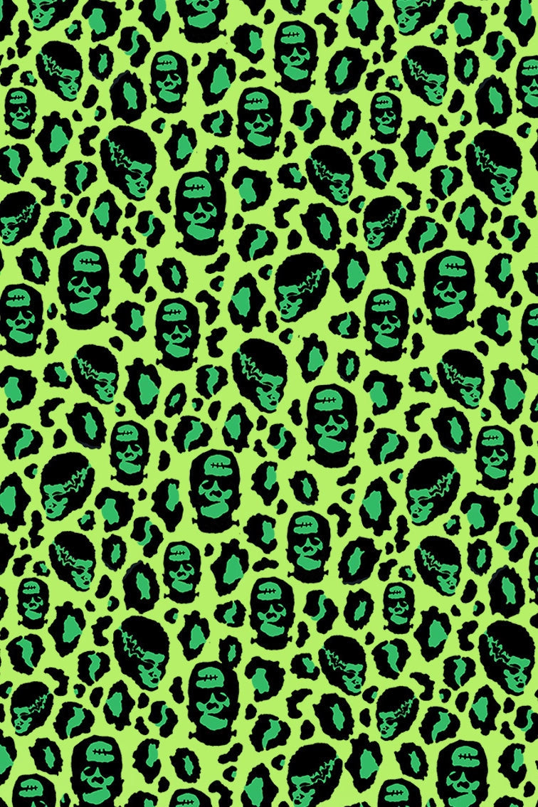 Franken-Leopard Black and Green Leopard Pencil Dress