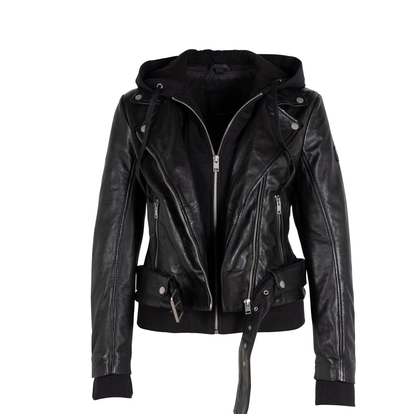 Freda Leather Jacket, Black on Black