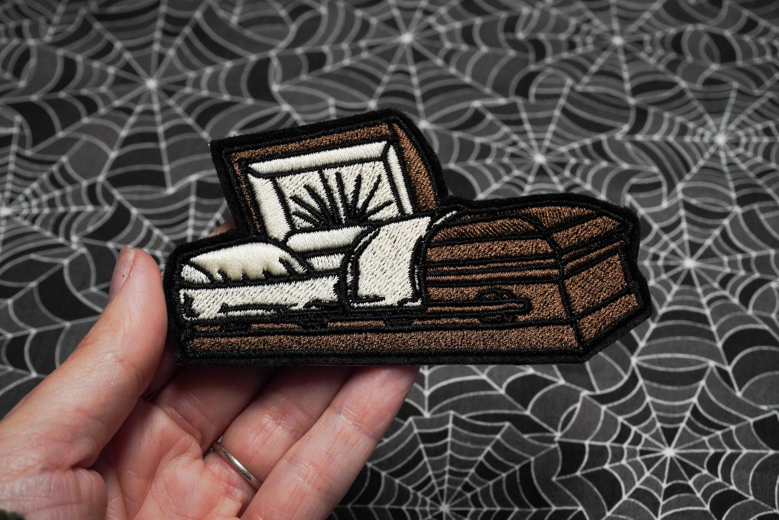 Funeral Casket Embroidered Iron On Patch