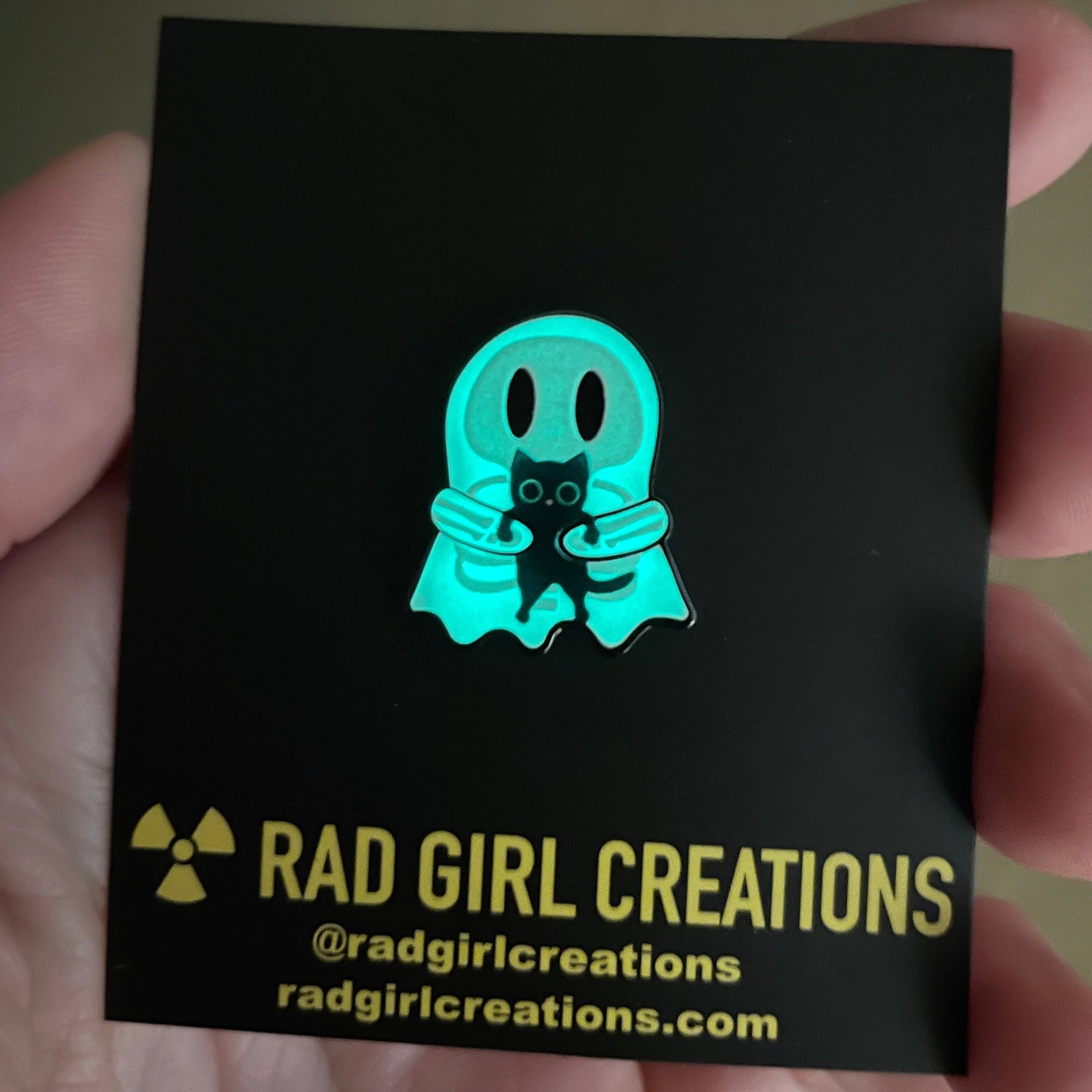 Ghosty Skeleton with Black Cat Enamel Pin