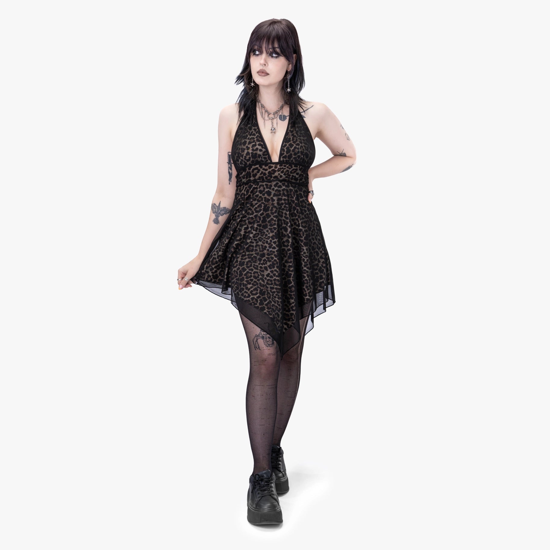 Grave Leopard Mesh Dress