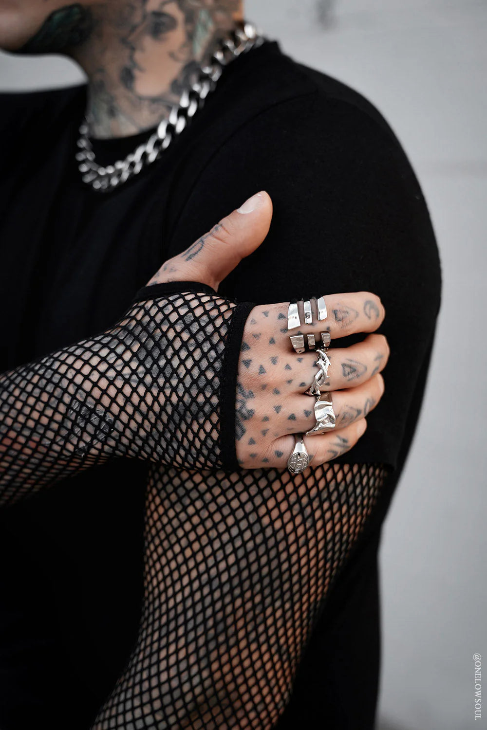 Graveyard Goth Fishnet Sleeve Shirt