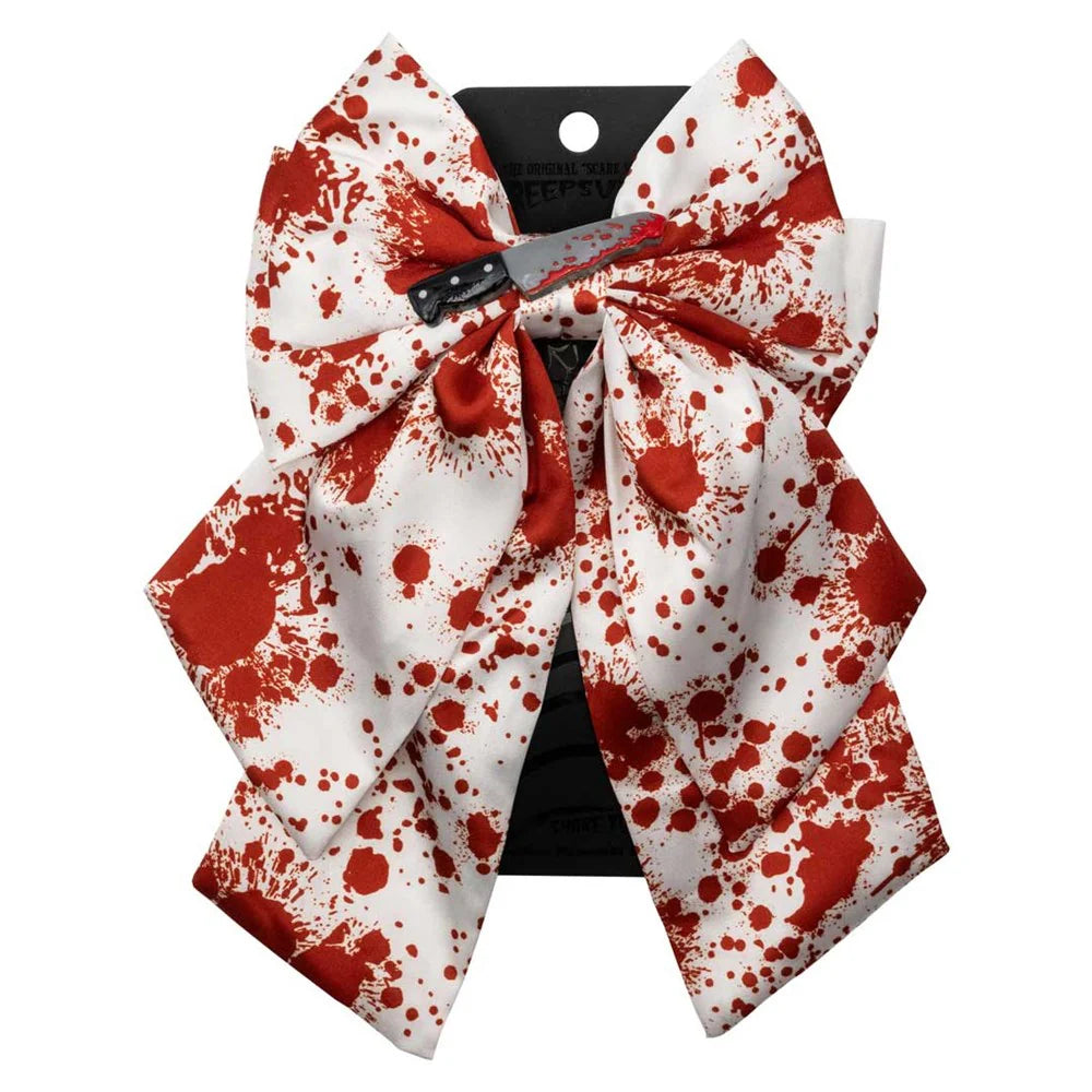 Blood Splatter Knife Satin Hair Bow