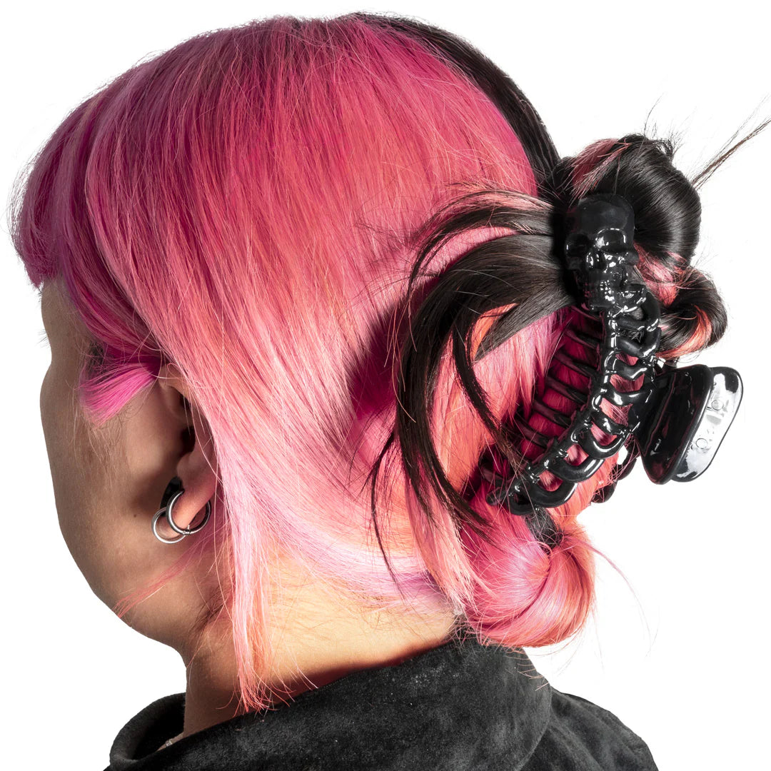 Skeleton Ribcage Hair Claw Clip Black