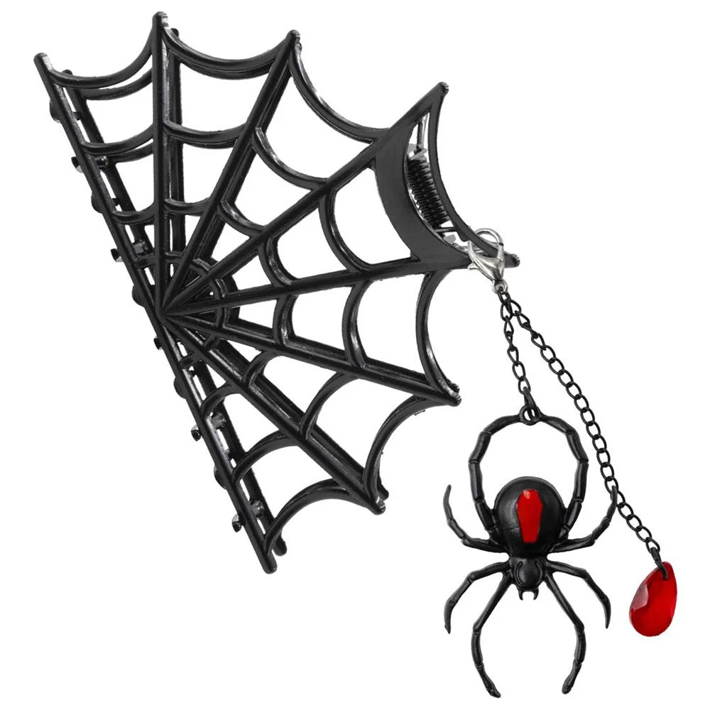 Spider Charm Web Claw Clip Black