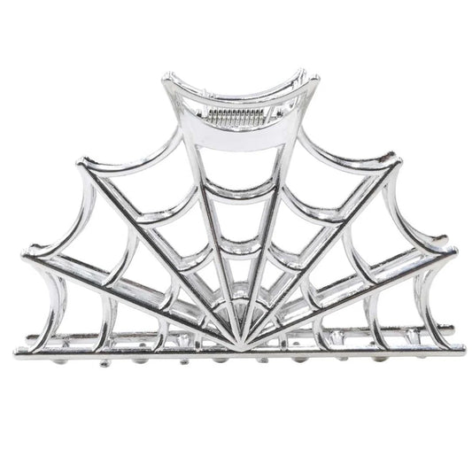 Spider Charm Web Claw Clip Silver