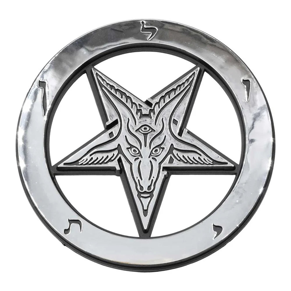 Satanic Star Chrome Stick On Emblem