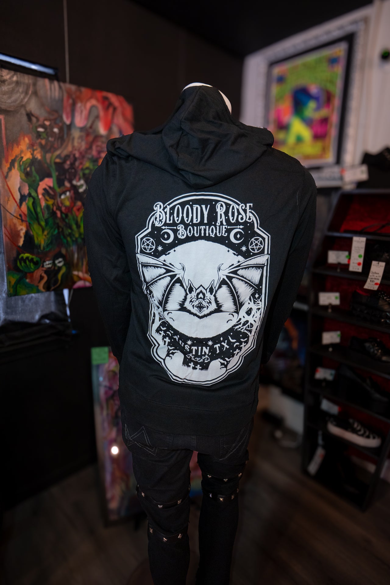 Bloody Rose Bat Hoodie- Unisex Jersey Full-Zip Hoodie