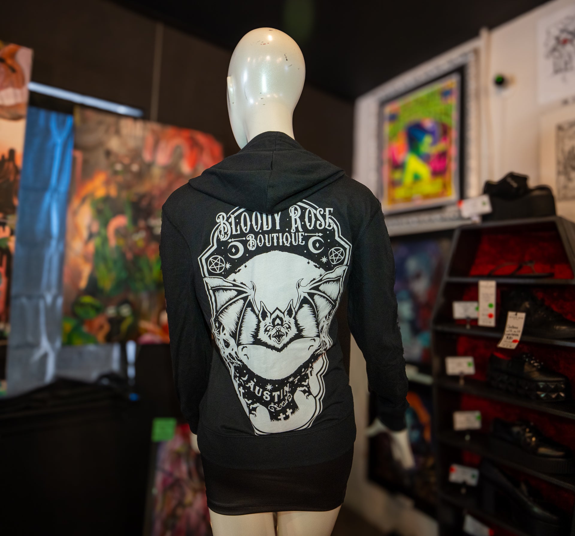 Bloody Rose Bat Hoodie- Women’s Fitted Jersey Full-Zip Hoodie