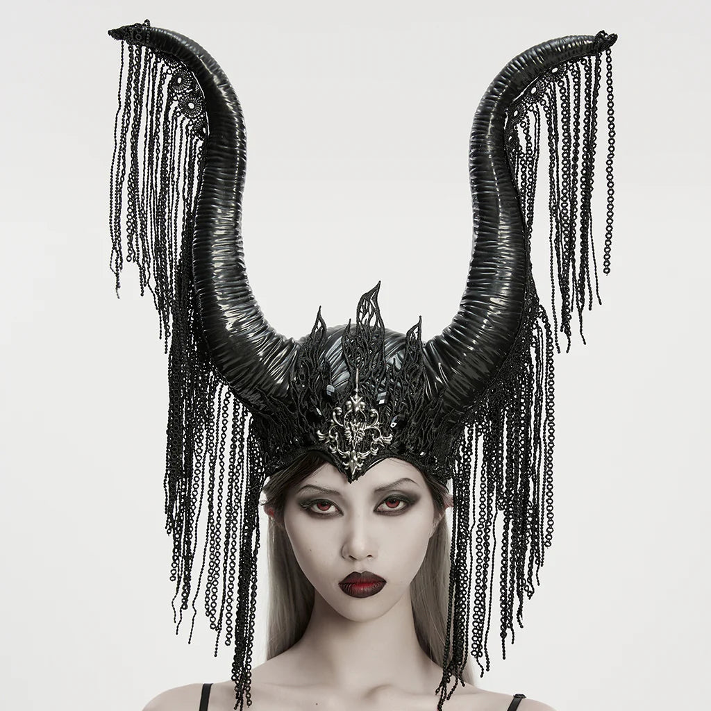 Horned Headdress with Chain Fringe