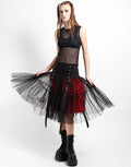 Tutu Ribbon Tulle Skirt - Black/Red