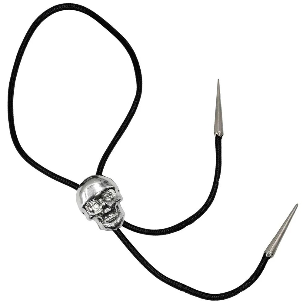 Skull Chrome Bolo Western Tie