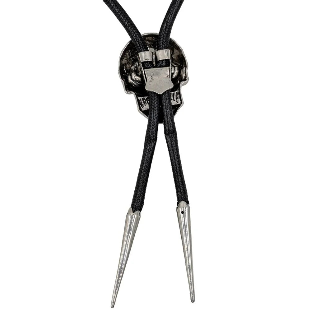 Skull Chrome Bolo Western Tie