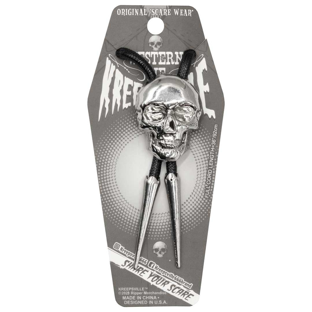 Skull Chrome Bolo Western Tie