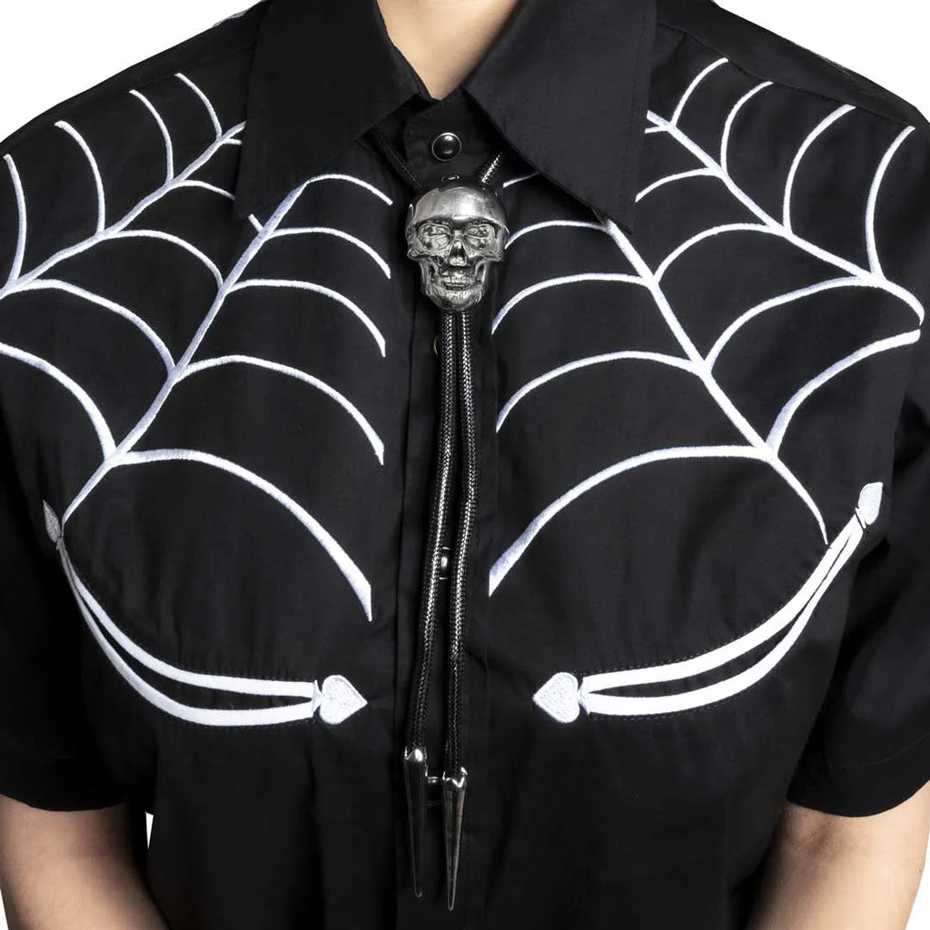 Skull Chrome Bolo Western Tie