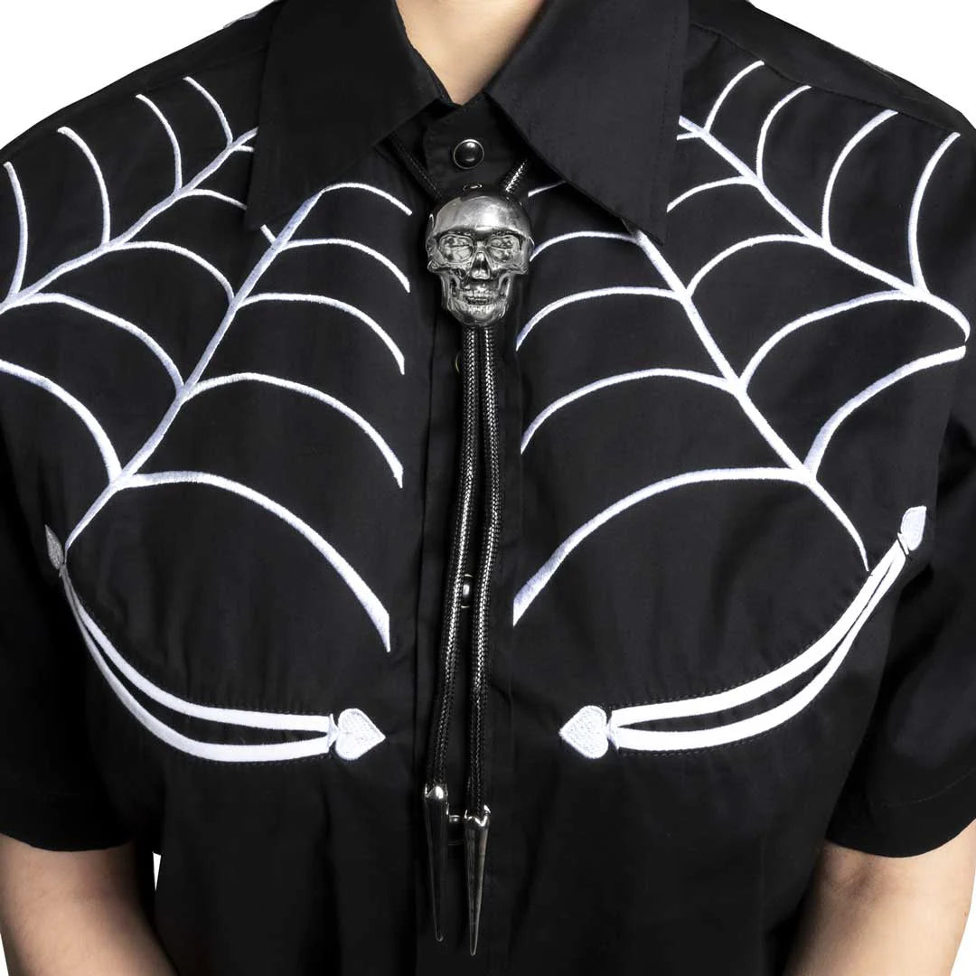 Skull Chrome Bolo Western Tie