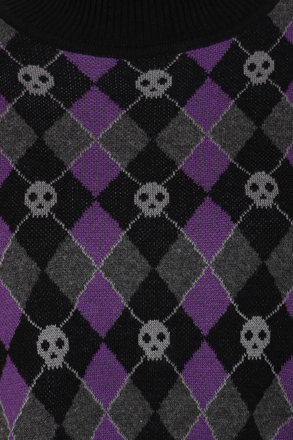 Black/Purple Skull Argyle Crop Jumper