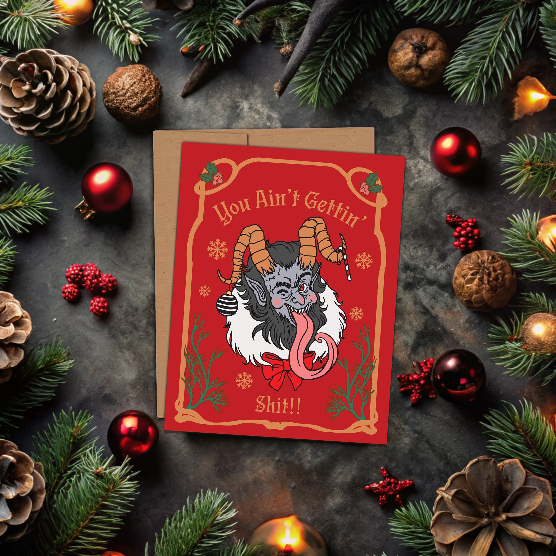You Ain't Gettin' Sh*t Krampus Greeting Card