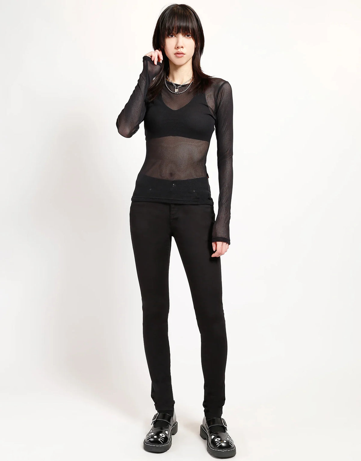 Wonen's Longsleeve Fishnet Top