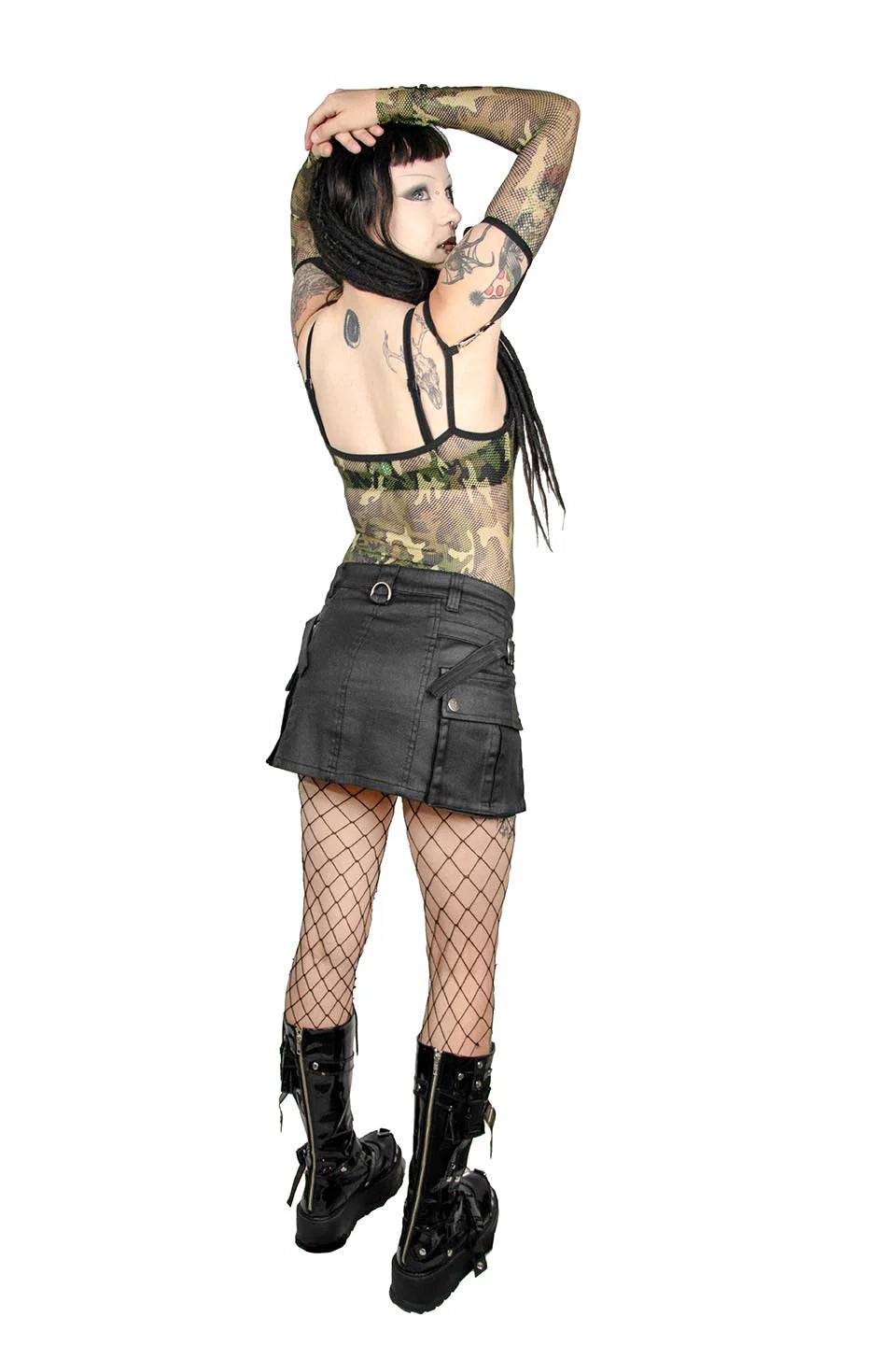 Future Division Industrial Love Waxed Cargo Mini Skirt