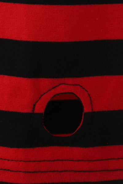 Lycoris Stripe Sleeve Crop Top - Red/Black