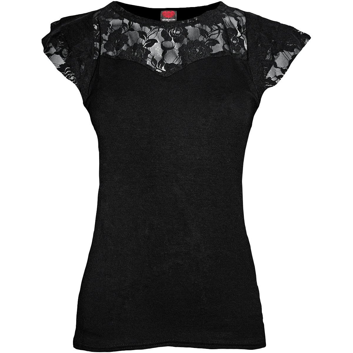 Lace Layered Cap Sleeve Top - Black